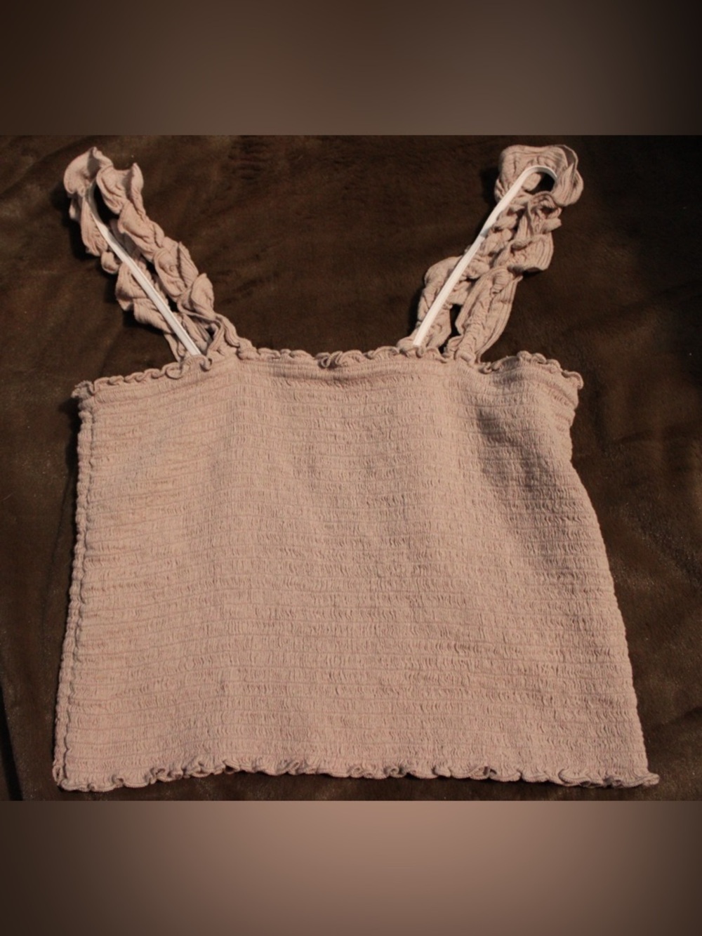 aerie Blush Pink Smocked Tank Top with Ruffle Straps
